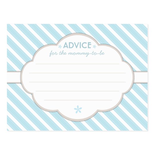 Blue | White Baby Shower Advice for Mommy to Be Postcard | Zazzle.com
