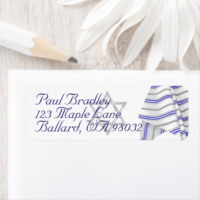 Blue, White Bar Mitzvah Prayer Tallit Shawl Jewish Label (Insitu)