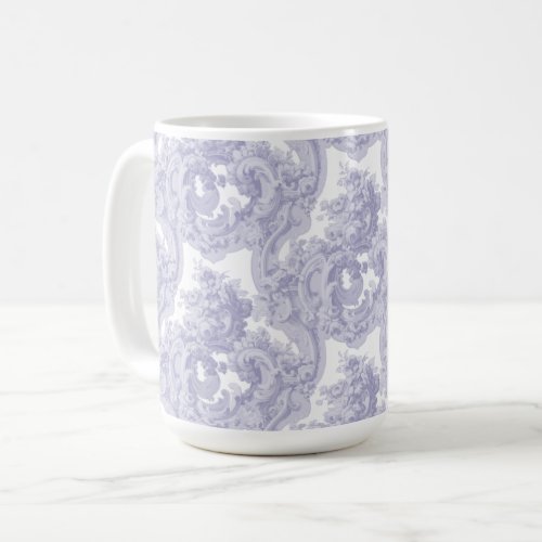 Blue  White Baroque Rococo Louis XV Pattern Coffee Mug