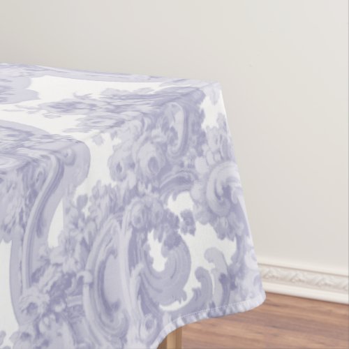 Blue  White Baroque Rococo Louis XV Pattern Tablecloth