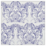 Blue &amp; White Baroque Rococo Pattern Fabric