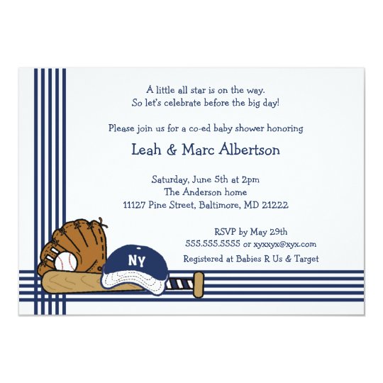 Blue & White Baseball Baby Shower / Birthday party Card
