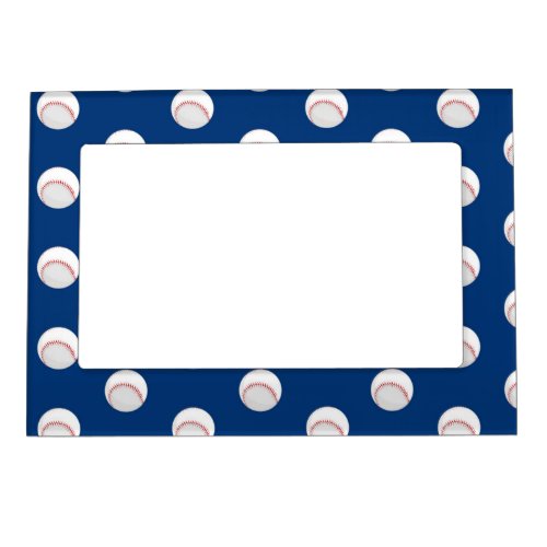 Blue White Baseball Sport Players Ball Red Magnetic Frame