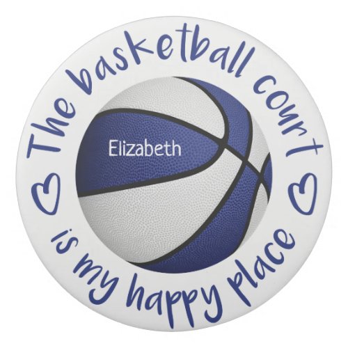 blue white basketball court my happy place eraser