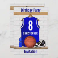 Basketball Jersey Invitations in Blue