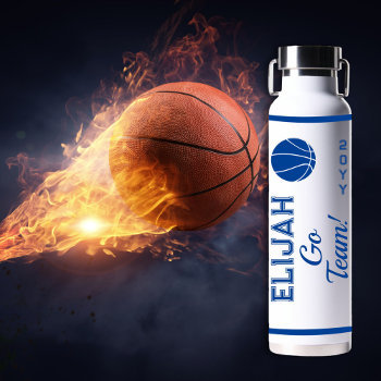 Blue White Basketball Name | Go Team Sports Water Bottle by tjssportsmania at Zazzle