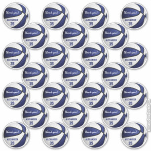 blue white basketball party thank you set of 25 sticker