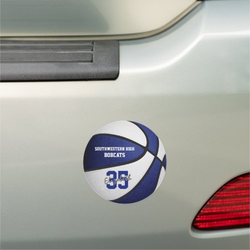 blue white basketball team colors kids locker or car magnet
