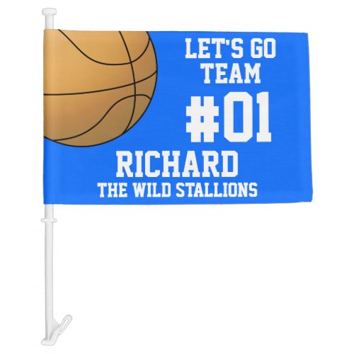 Blue White Basketball Team Spirit Car Flag