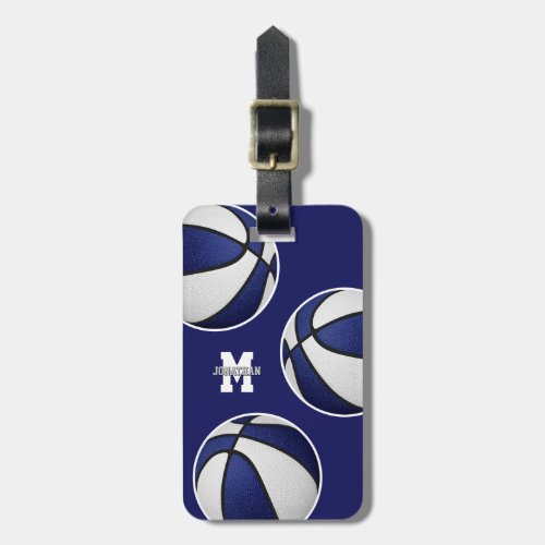 blue white basketball travel team colors luggage tag