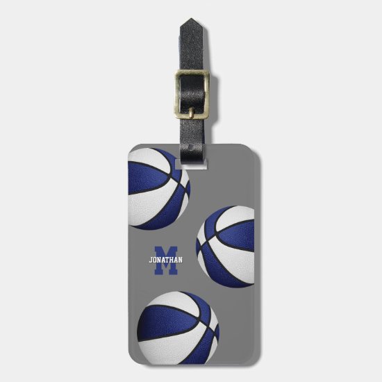 blue white basketball travel team colors luggage tag