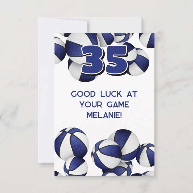 blue white basketballs good luck at game card (Front)