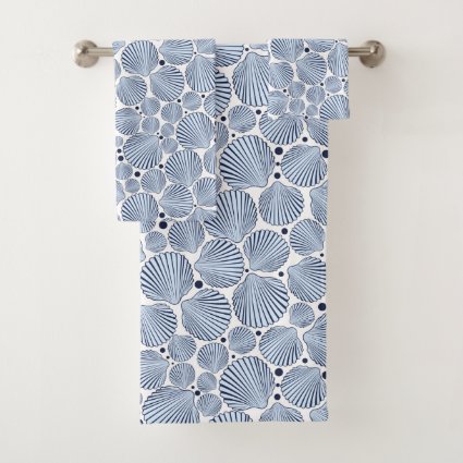 Blue white bath towel set