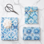 Blue White Batik Floral Bridal Shower Wrapping Paper Sheets<br><div class="desc">Blue White Batik Floral Bridal Shower</div>