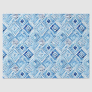 Blue White Batik Square Jewel Tissue Paper