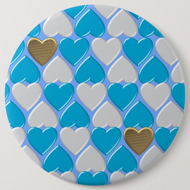 Blue, white Bavarian pattern. Button (Front)