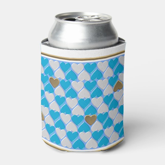 Blue, white Bavarian pattern. Can Cooler (Can Front)