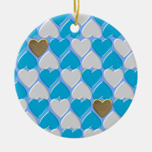 Blue, white Bavarian pattern. Ceramic Ornament