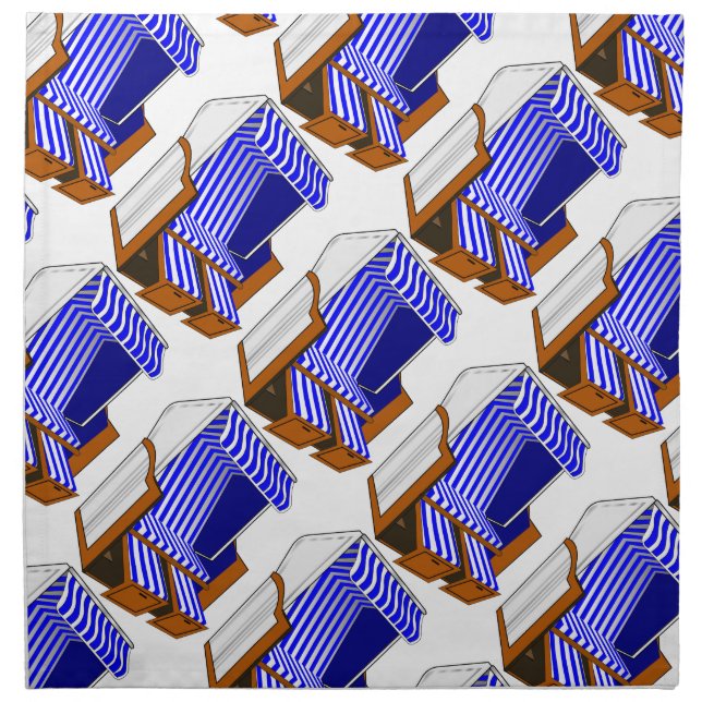 Blue & White Beach Chairs Themed Cloth Napkins (Front)