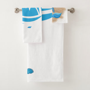 Blue & White Beach Design Towel Set