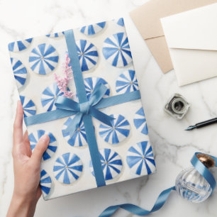 Blue White Beach Umbrellas Bridal Shower Wrapping Paper