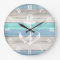 Blue & White Beach Wood Nautical Stripes & Anchor