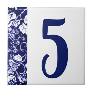 Blue White Berry Vine Flower House Number Template Ceramic Tile
