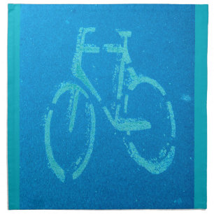 Blue White Bicycle, Cycling Bicycles Sign Cloth Napkin