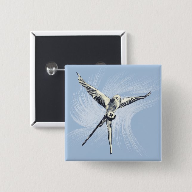 Blue White Bird Wind Wingspan Board Game    Button (Front & Back)