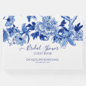 Blue White Birds Floral n Foliage Bridal Shower Guest Book (Front)