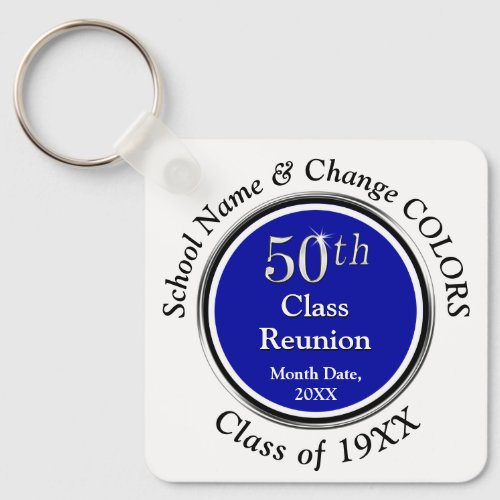 Blue White Black 50 Year Class Reunion Souvenirs Keychain