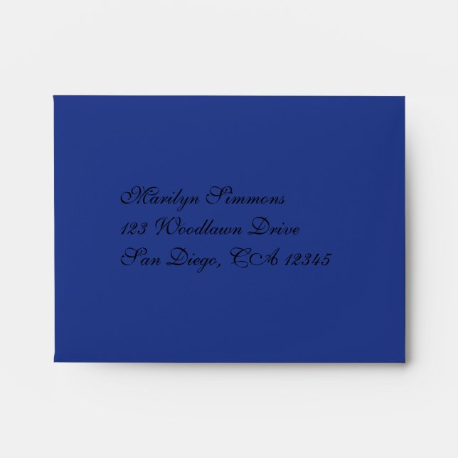 Blue, White, Black Damask A2 Envelope for RSVP (Front)