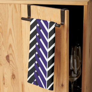 Blue White Black Geometric Chevron Pattern Kitchen Towel