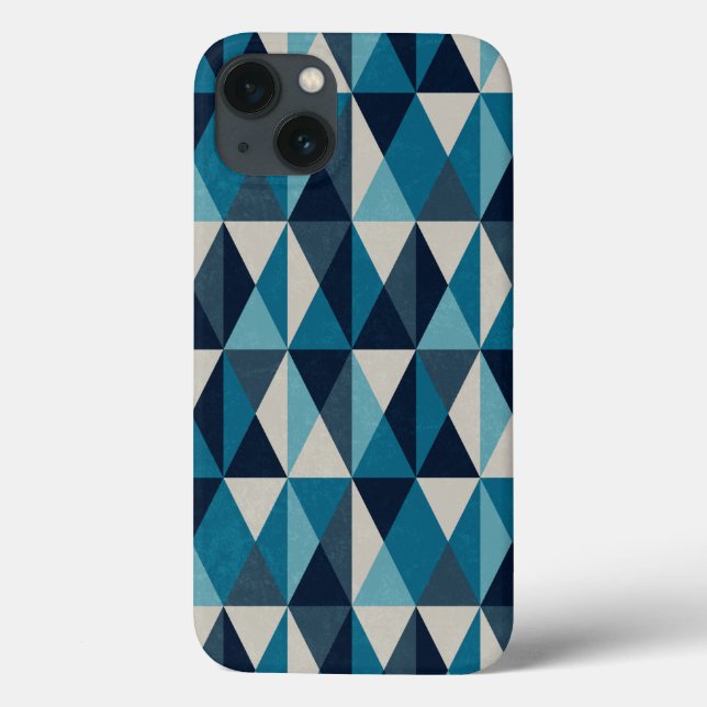 Blue White Black Geometric Rhombic Pattern Case-Mate iPhone Case (Back)