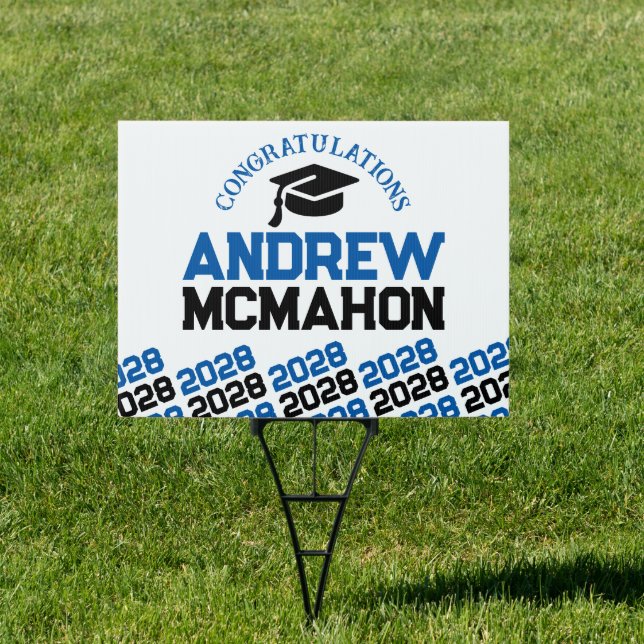 Blue, White & Black Graduation Party Yard Sign (Insitu)