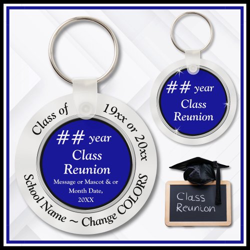 Blue White Black Inexpensive Class Reunion Ideas Keychain