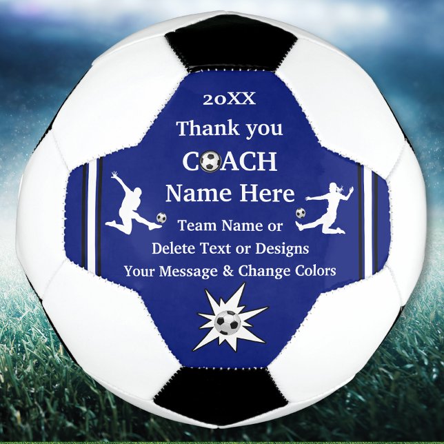 Blue, White, Black Personalized Soccer Coach Gifts Soccer Ball (Soccer Ball White and Black)