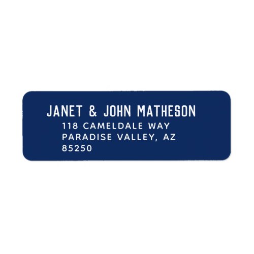 Blue  White Block Letter Writing Return Address Label