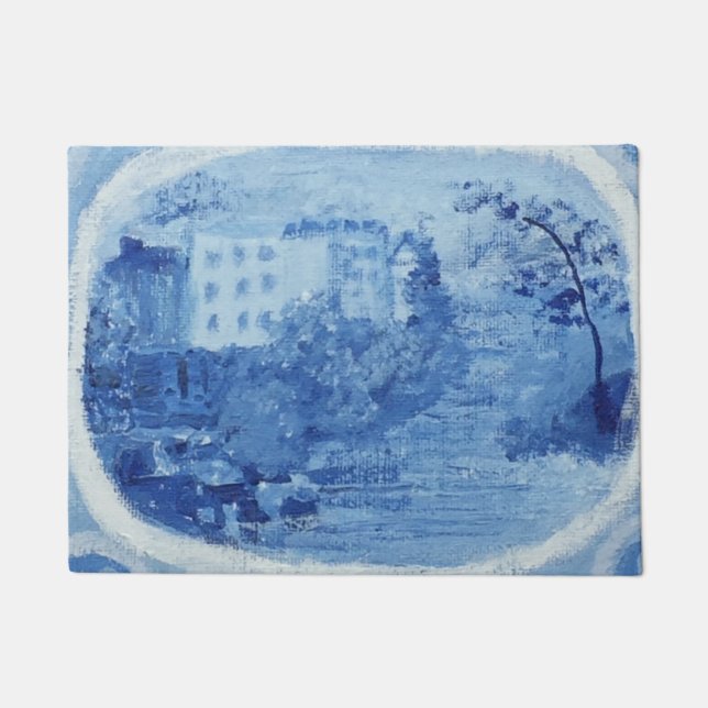 Blue White Blue Willow Platter Dish Doormat (Front)