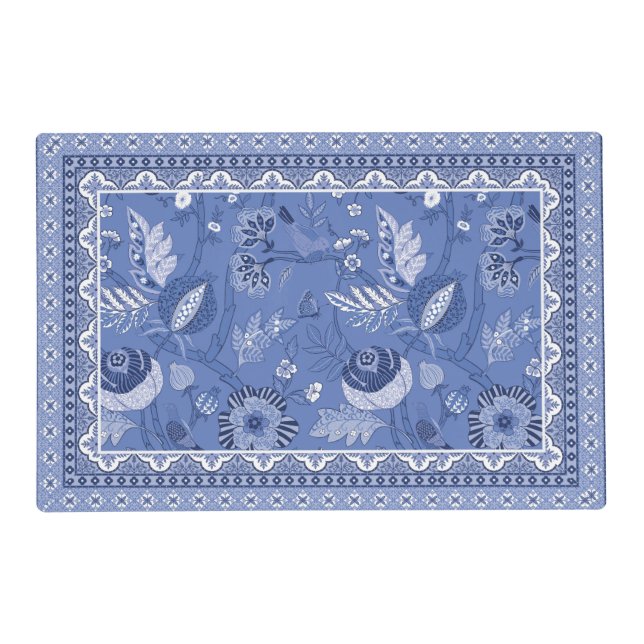 Blue White Bohemian Pattern  Placemat (Front)