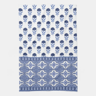 Blue White Boho style tea towel
