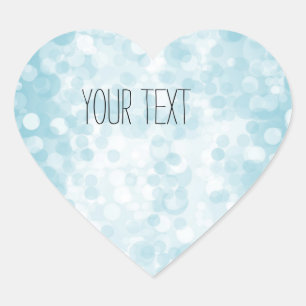 Blue White Bokeh Heart Sticker