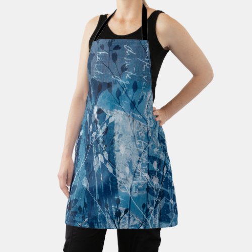 Blue & White Botancial Wildflower  Apron
