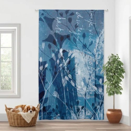 Blue & White Botancial Wildflower  Blackout Curtains
