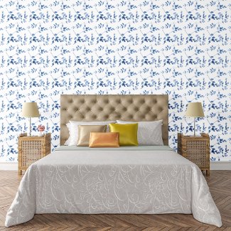 Blue White Botanical Nordic-Inspired Pattern