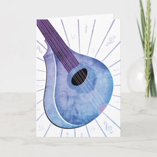 Blue White Bouzouki Art Musical Instrument  Card