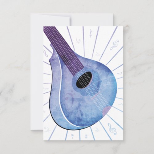 Blue  White Bouzouki Musical Instrument Flat Card