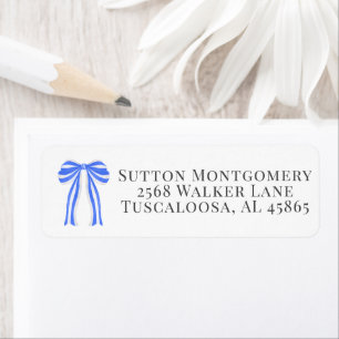 Blue & White Bow Coquette Address Label