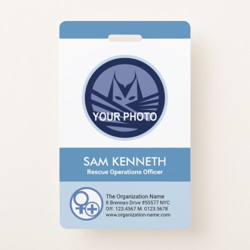 Blue White Box Column Photo Template Staff ID Badge