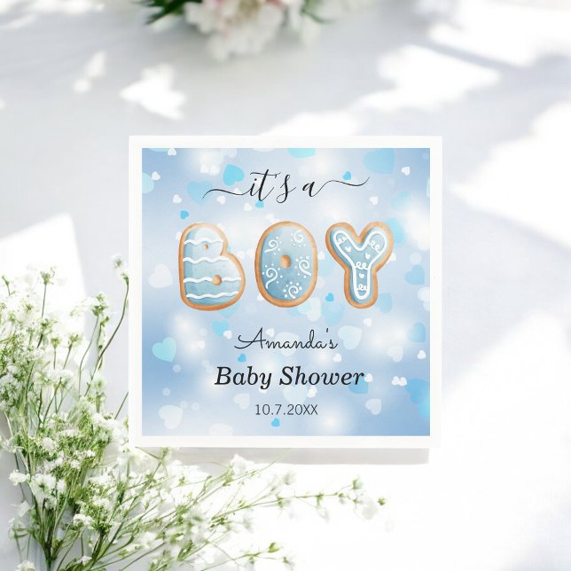 Blue White Boy Baby Shower  Napkins (Creator Uploaded)